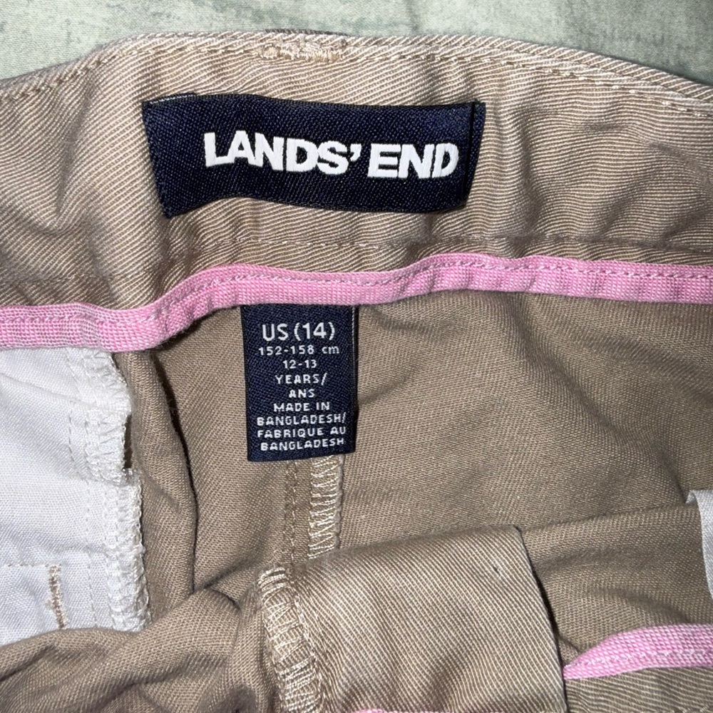 Lands' End Khaki Pants with Pink Trim